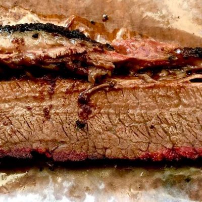 Slab of brisket from Pustka Family BBQ in Temple Texas