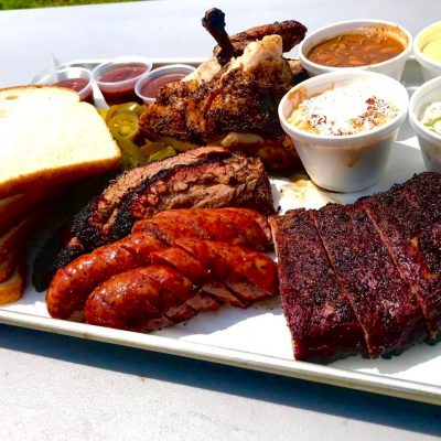 BBQ plate from Pustka Family BBQ in Temple Texas